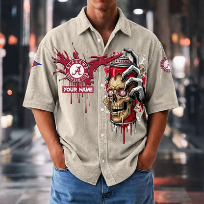 MEGA SALE - NEW CUSTOMIZED NCAA FBS08 ABC AB CRIMSON TIDE SEERSUCKER BUTTON SHIRT