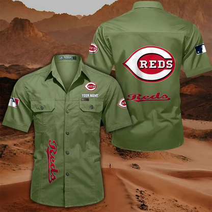 LIMITED EDITION - NEW CUSTOMIZED MLB05 CRS CINCINNATI REDS MEN'S CARGO SHIRT
