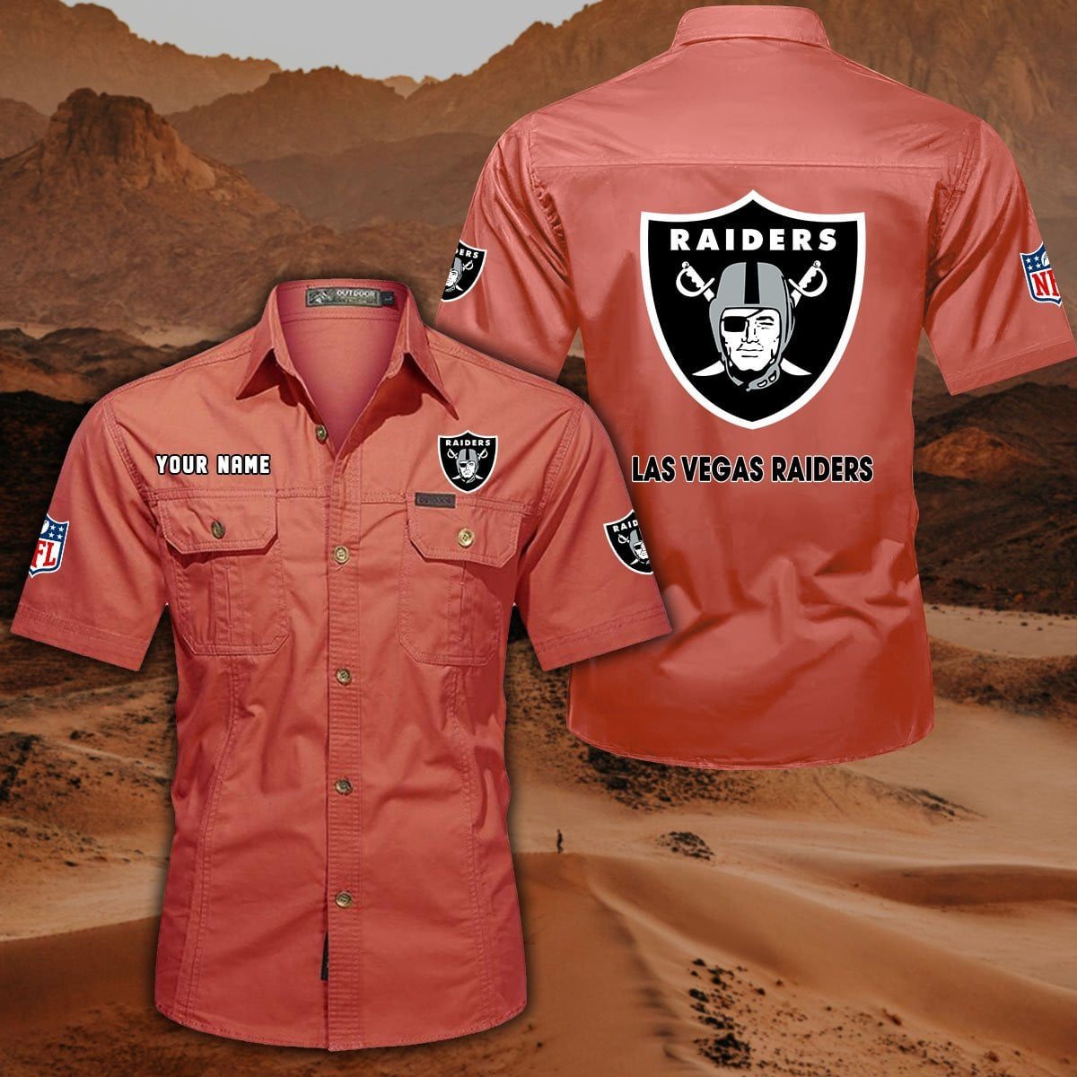 SPECIAL EDITION - NEW CUSTOMIZED NFL07 LVR LAS VEGAS RAIDERS MUTICOLOR MEN'S CARGO SHIRT