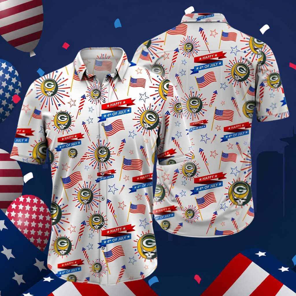 LIMITED EDITION - NEW CUSTOMIZED NFL08 GBP GREEN BAY PACKERS PATRIOTIC 250 USA HAWAIIAN SHIRT