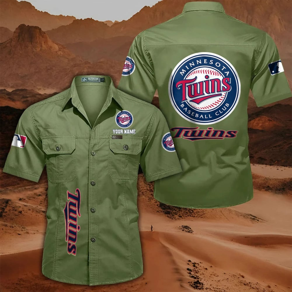 LIMITED EDITION - NEW CUSTOMIZED MLB22 MTS MINNESOTA TWINS MEN'S CARGO SHIRT