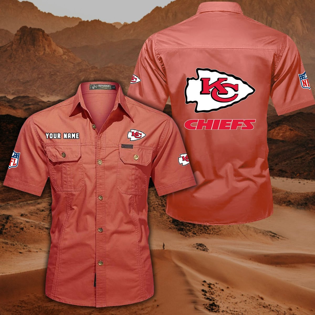 SPECIAL EDITION - NEW CUSTOMIZED NFL01 KCC KANSAS CITY CHIEFS MUTICOLOR MEN'S CARGO SHIRT