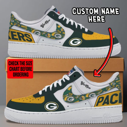 LIMITED EDITION - NEW CUSTOMIZED NFL08 GBP GREEN BAY PACKERS AF1 SNEAKERS