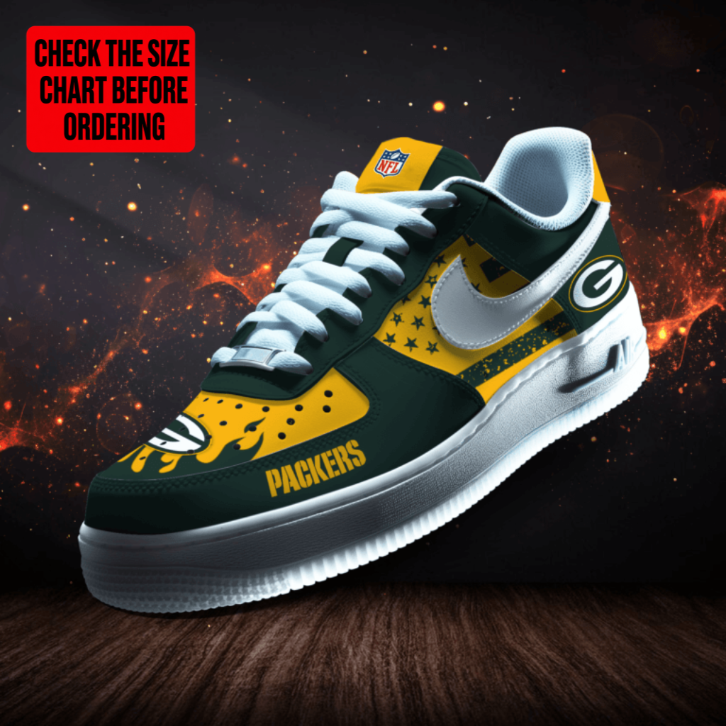 LIMITED EDITION - NEW CUSTOMIZED NFL08 GBP GREEN BAY PACKERS AF1 SNEAKERS