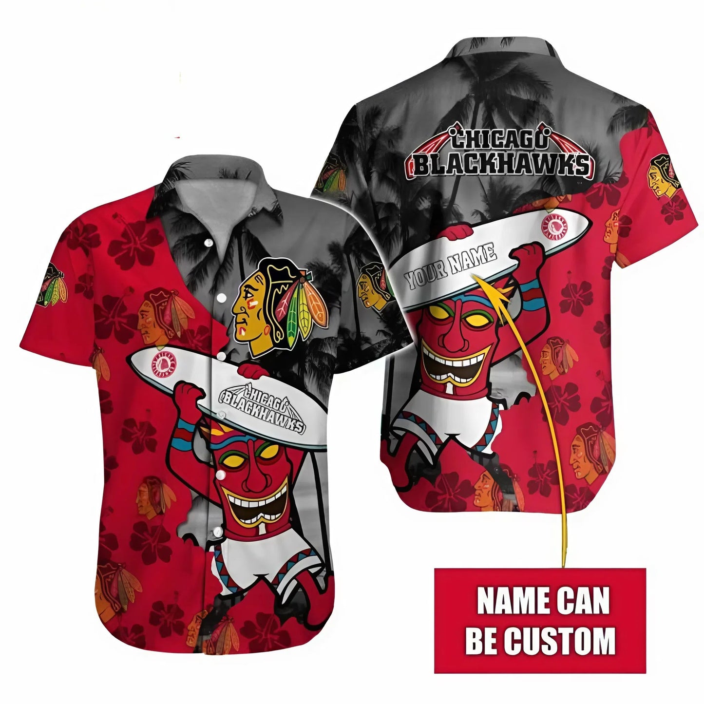 LIMITED EDITION - NEW CUSTOMIZED NHL08 CBH CHICAGO BLACKHAWKS UNISEX HAWAIIAN SHIRT