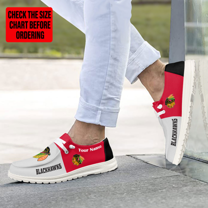 [SUPER SALE] NEW CUSTOMIZED NHL08 CBH CHICAGO BLACKHAWKS PREMIUM LOAFER SHOES