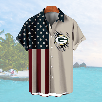 LIMITED EDITION - NEW CUSTOMIZED NFL08 GBP GREEN BAY PACKERS PATRIOTIC 250 USA HAWAIIAN SHIRT