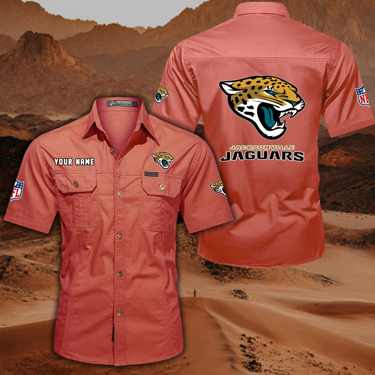 SPECIAL EDITION - NEW CUSTOMIZED NFL30 JSJ JACKSONVILLE JAGUARS MUTICOLOR MEN'S CARGO SHIRT