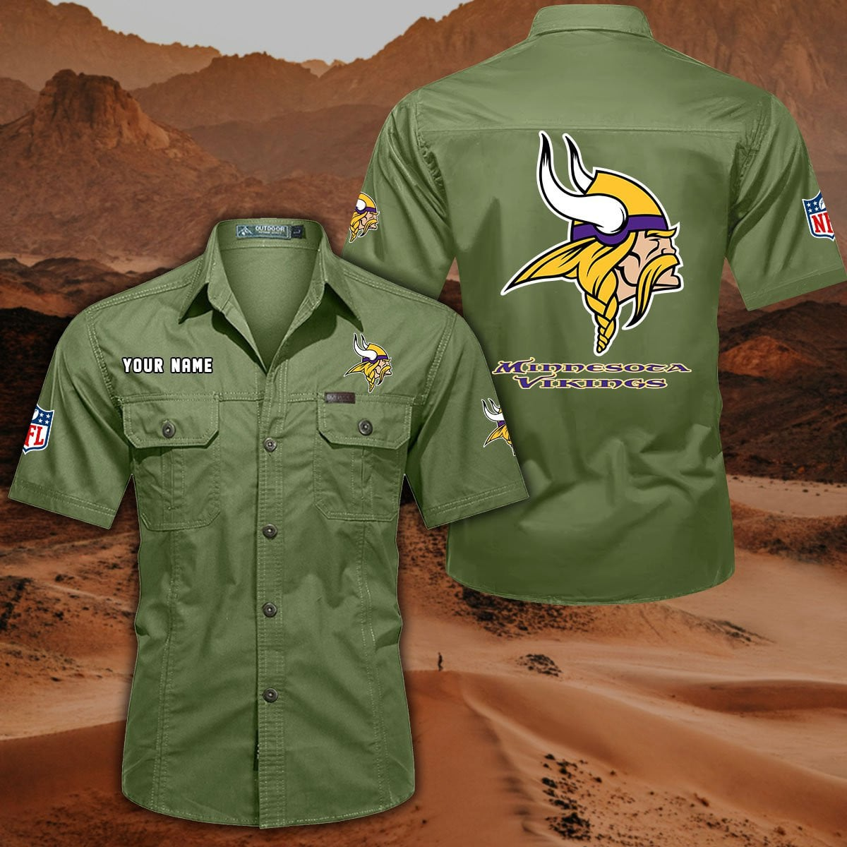 SPECIAL EDITION - NEW CUSTOMIZED NFL05 MVK MINNESOTA VIKINGS MUTICOLOR MEN'S CARGO SHIRT