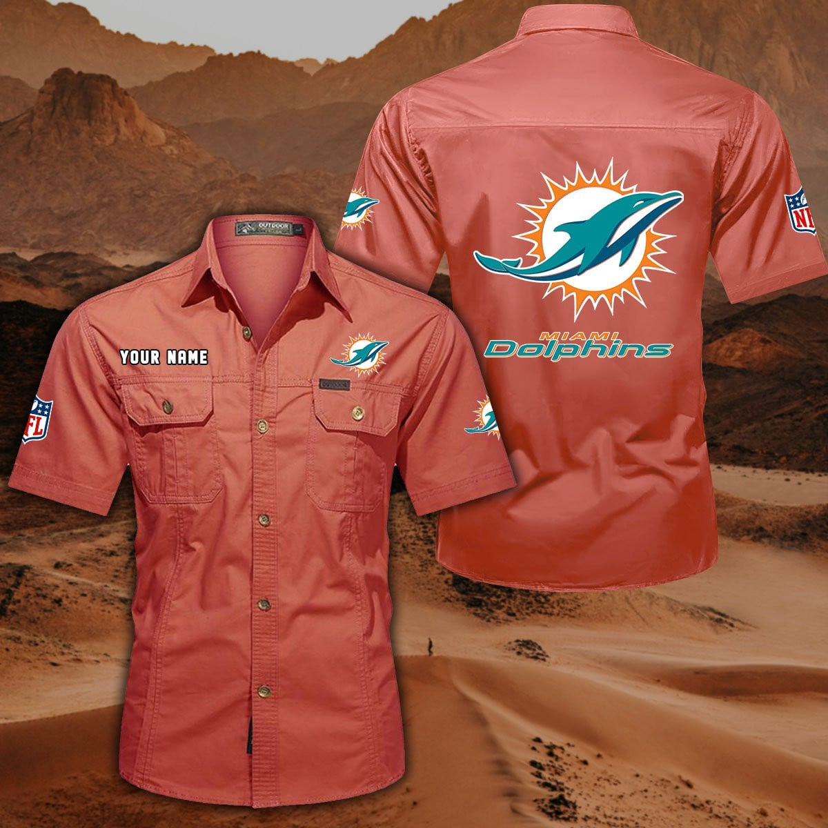 SPECIAL EDITION - NEW CUSTOMIZED NFL19 MDP MIAMI DOLPHINS MUTICOLOR MEN'S CARGO SHIRT
