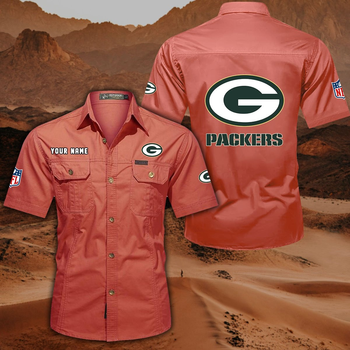 SPECIAL EDITION - NEW CUSTOMIZED NFL08 GBP GREEN BAY PACKERS MUTICOLOR MEN'S CARGO SHIRT