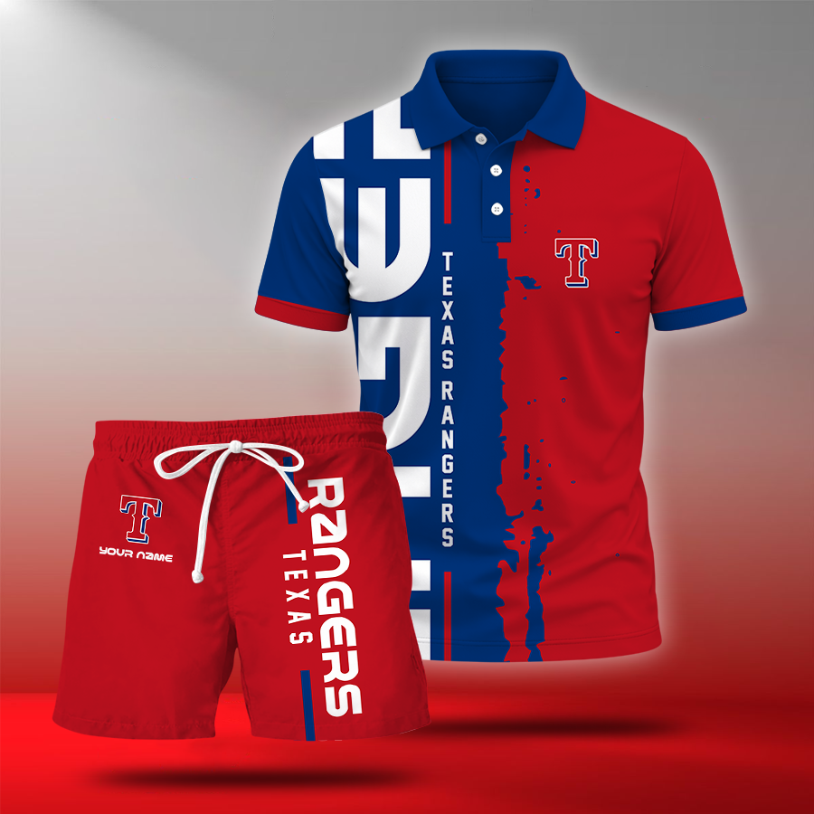LIMITED EDITION - NEW CUSTOMIZED MLB08 TRS TEXAS RANGERS POLO & SHORT PANTS SET