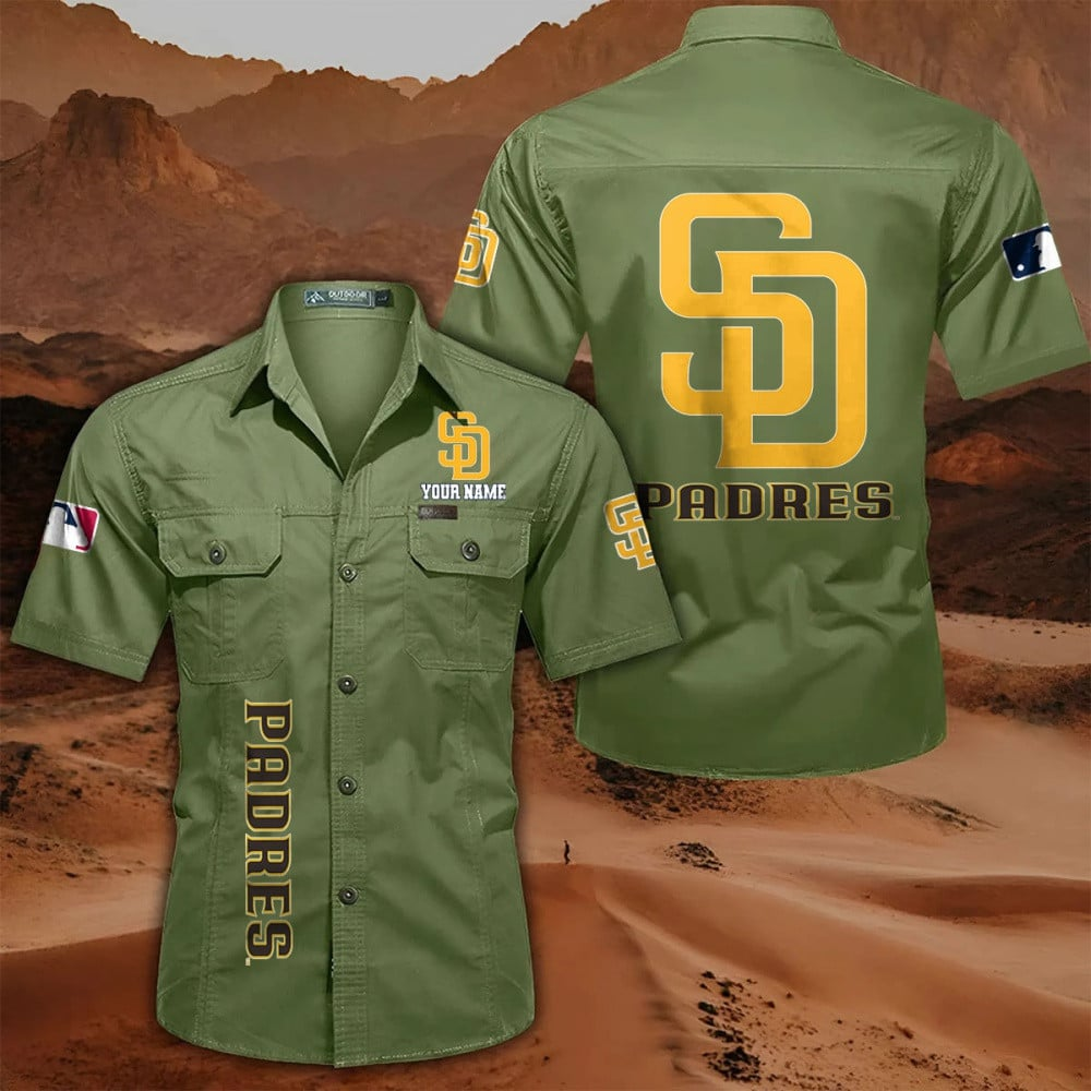 LIMITED EDITION - NEW CUSTOMIZED MLB18 SDP SAN DIEGO PADRES MEN'S CARGO SHIRT