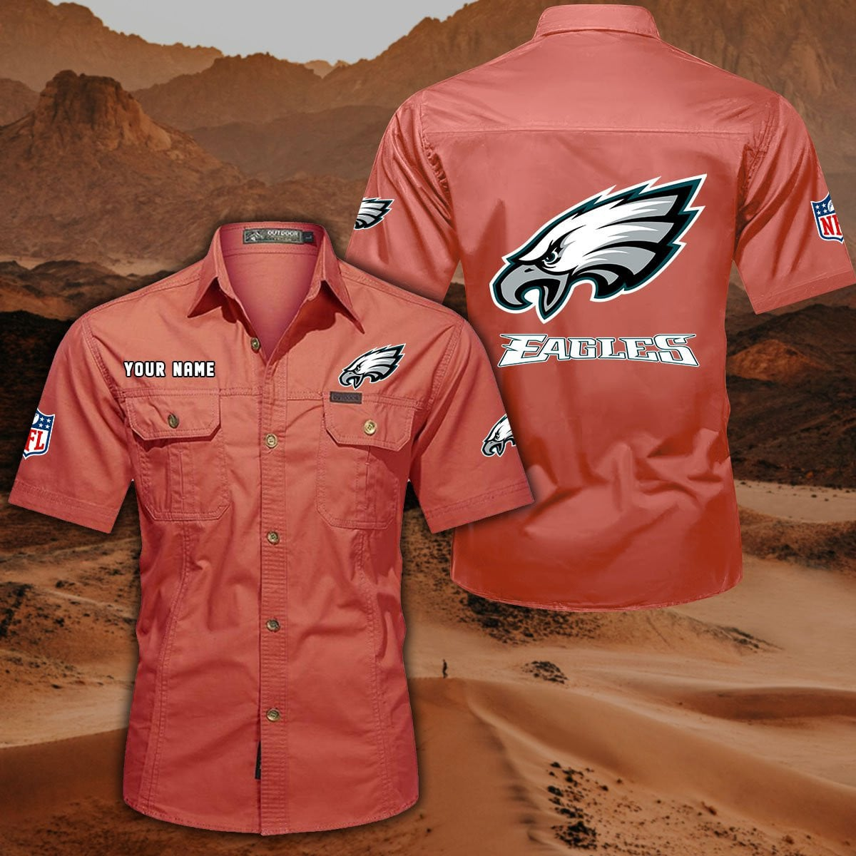 SPECIAL EDITION - NEW CUSTOMIZED NFL02 PPE PHILADELPHIA EAGLES MUTICOLOR MEN'S CARGO SHIRT