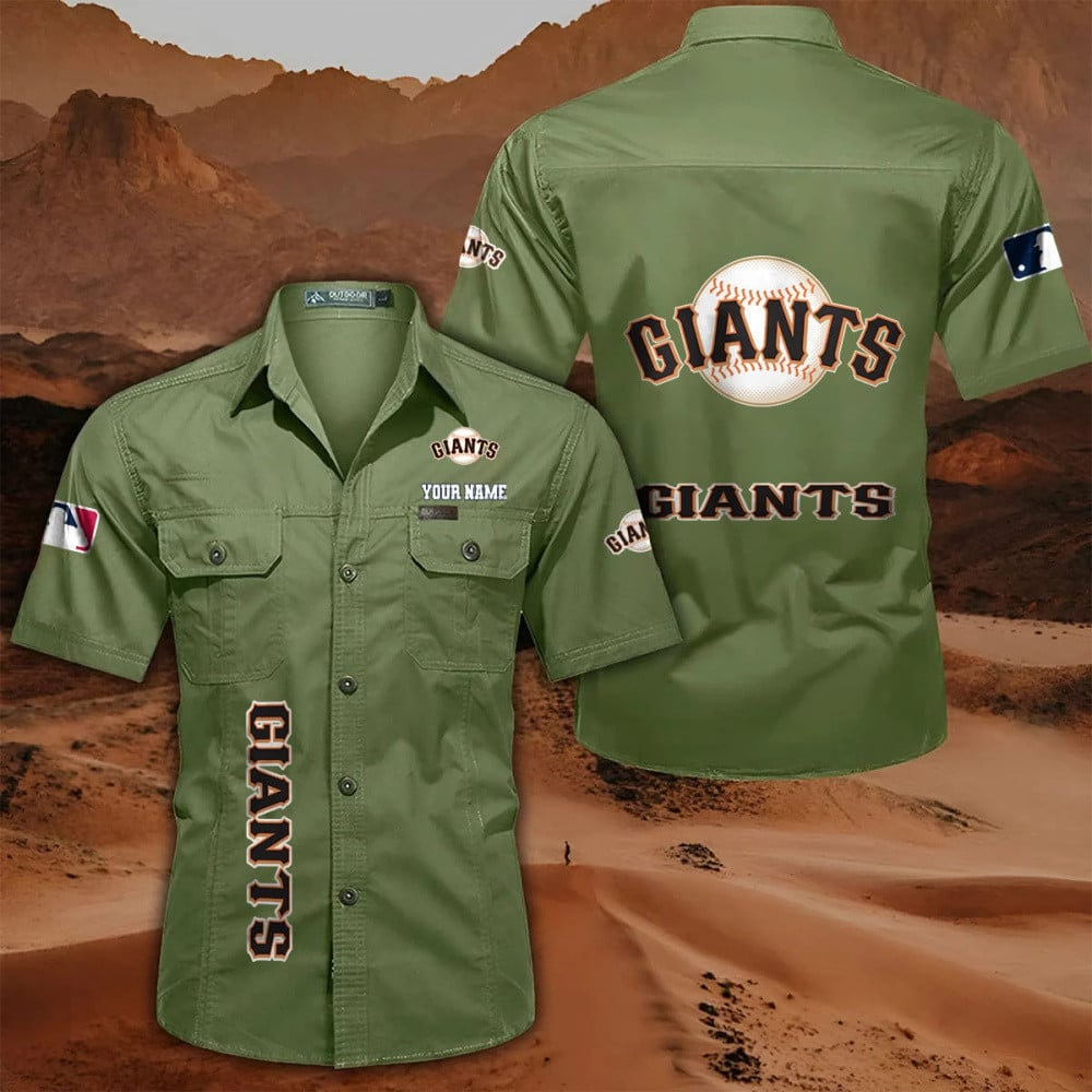 LIMITED EDITION - NEW CUSTOMIZED MLB06 SFG SAN FRANCISCO GIANTS MEN'S CARGO SHIRT