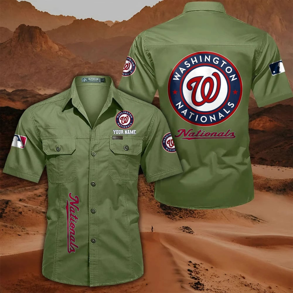 LIMITED EDITION - NEW CUSTOMIZED MLB28 WNS WASHINGTON NATIONALS MEN'S CARGO SHIRT