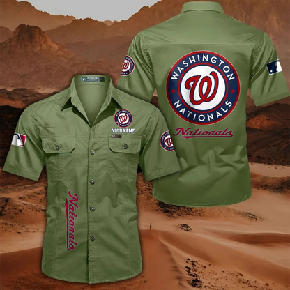LIMITED EDITION - NEW CUSTOMIZED MLB28 WNS WASHINGTON NATIONALS MEN'S CARGO SHIRT