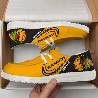 [SUPER SALE] NEW CUSTOMIZED NHL08 CBH CHICAGO BLACKHAWKS PREMIUM LOAFER SHOES