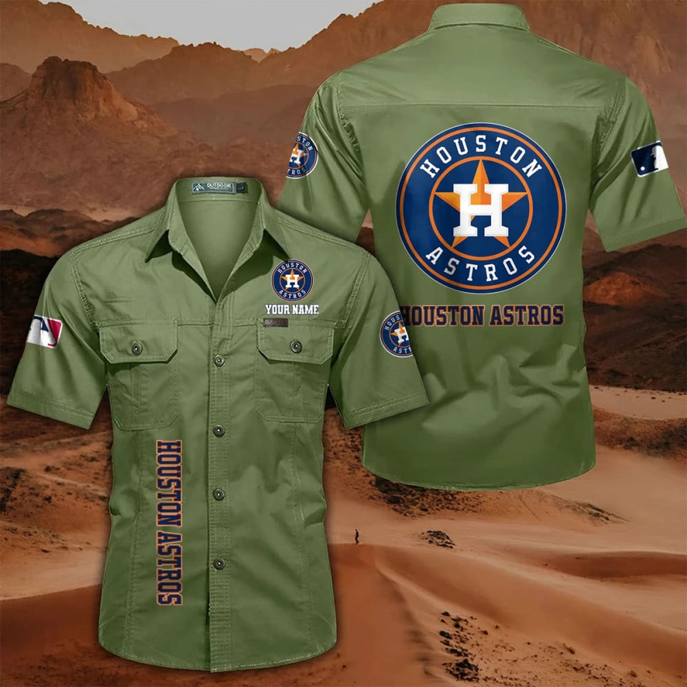 LIMITED EDITION - NEW CUSTOMIZED MLB10 HAS HOUSTON ASTROS MEN'S CARGO SHIRT