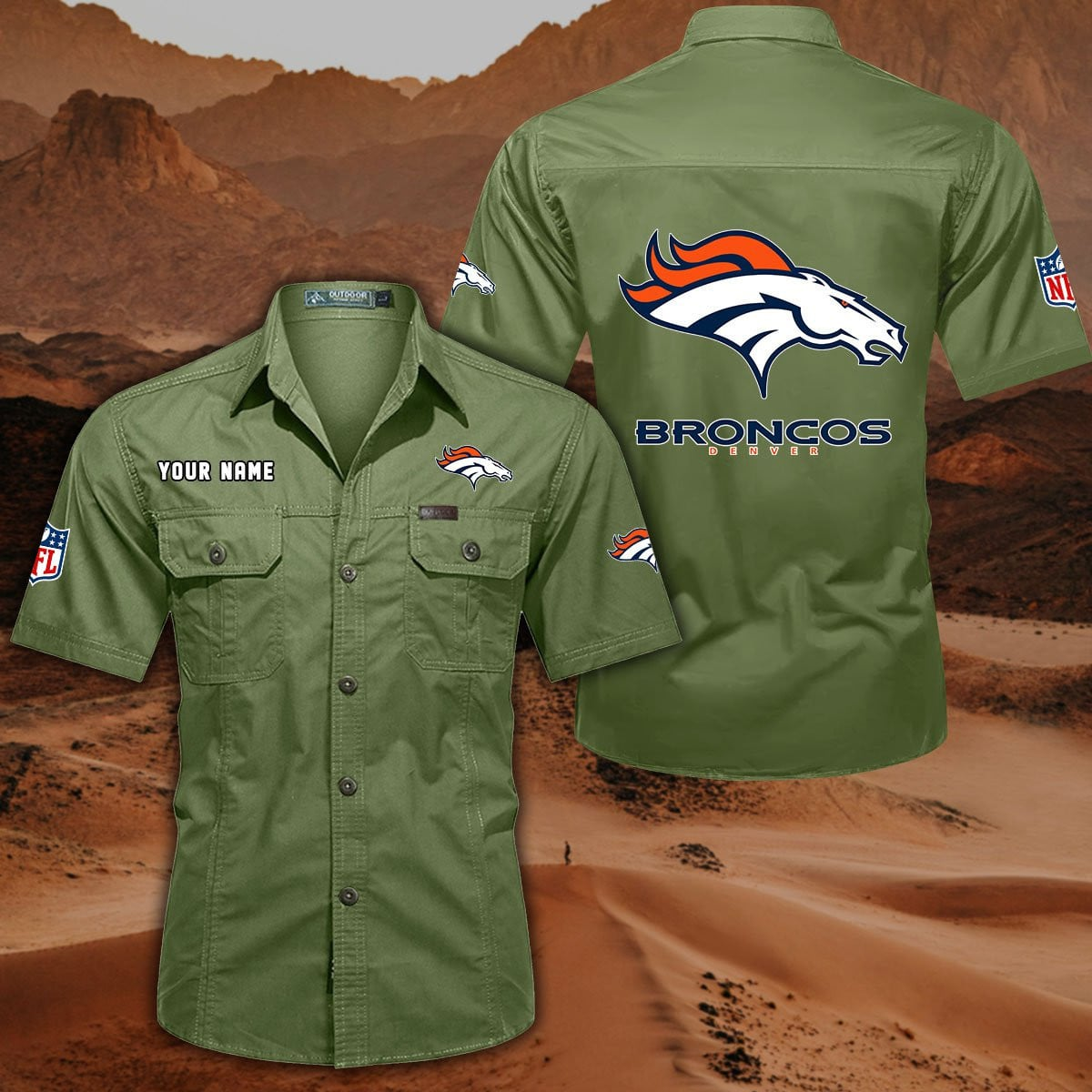 SPECIAL EDITION - NEW CUSTOMIZED NFL13 DVB DENVER BRONCOS MUTICOLOR MEN'S CARGO SHIRT