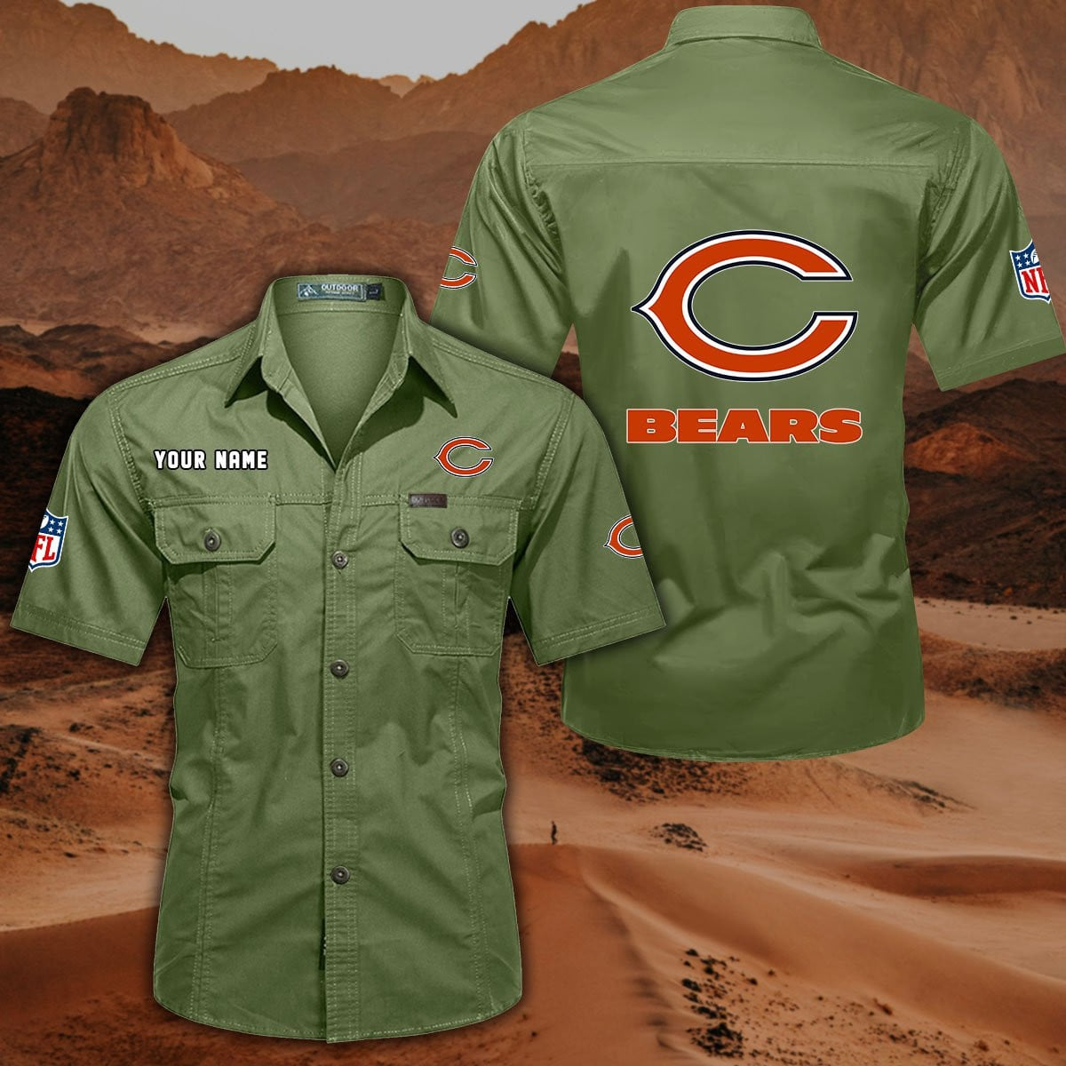 SPECIAL EDITION - NEW CUSTOMIZED NFL26 CCB CHICAGO BEARS MUTICOLOR MEN'S CARGO SHIRT