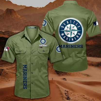 LIMITED EDITION - NEW CUSTOMIZED MLB14 SMS SEATTLE MARINERS MEN'S CARGO SHIRT