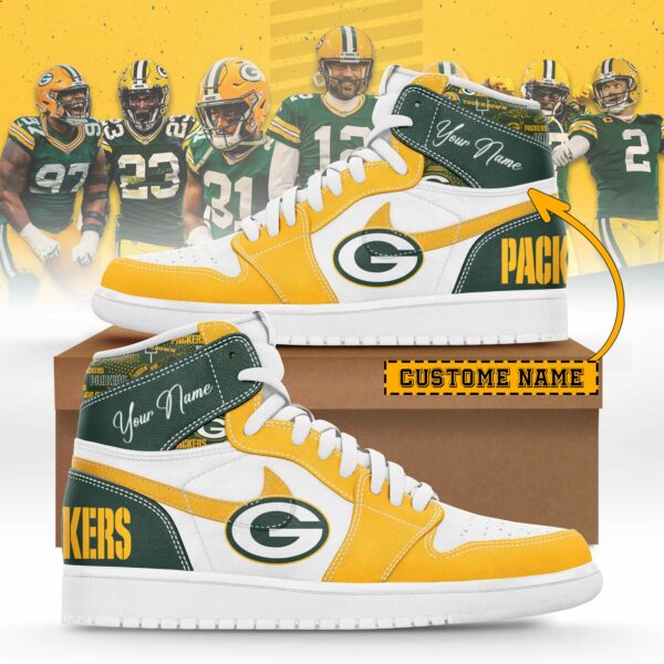 LIMITED EDITION - NEW CUSTOMIZED NFL08 GBP GREEN BAY PACKERS AIR JORDAN SNEAKERS
