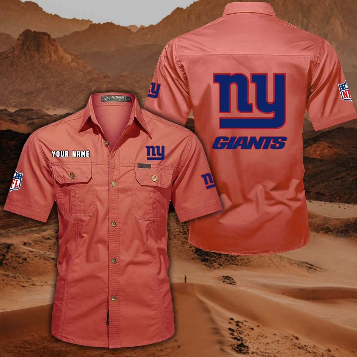 SPECIAL EDITION - NEW CUSTOMIZED NFL32 NYG NEW YORK GIANTS MUTICOLOR MEN'S CARGO SHIRT