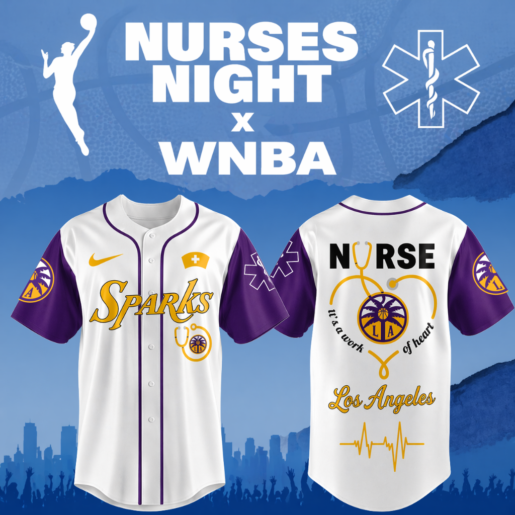 TOP SELLING - NEW CUSTOMIZED WNBA08 LAS LA SPARKS x NURSES NIGHT BASEBALL JERSEY