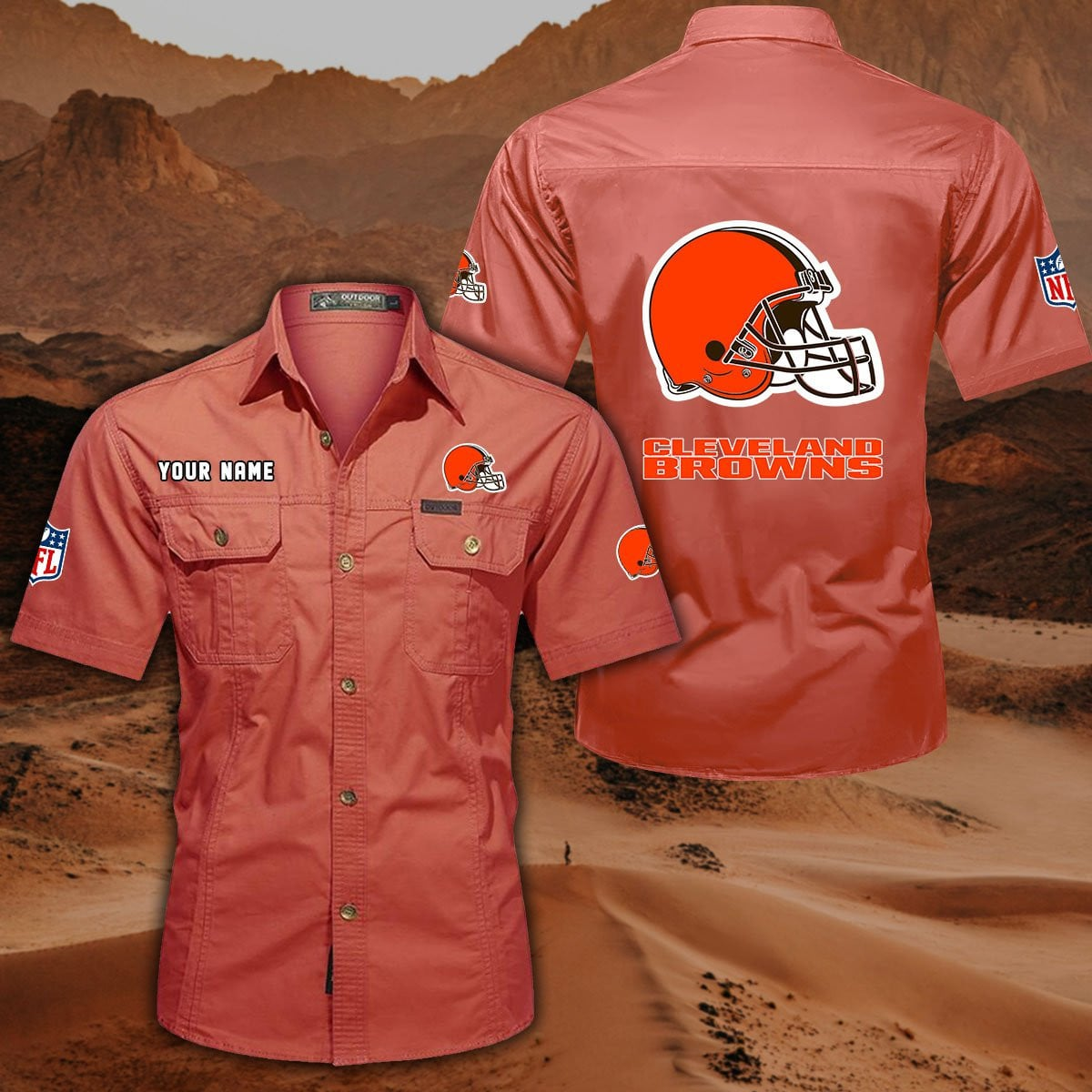 SPECIAL EDITION - NEW CUSTOMIZED NFL29 CLB CLEVELAND BROWNS MUTICOLOR MEN'S CARGO SHIRT