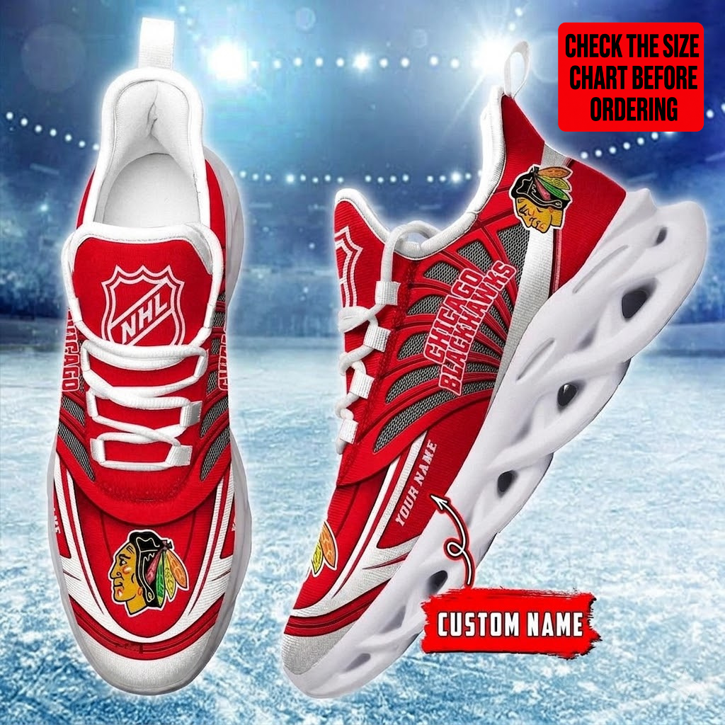 [SUPER SALE] NEW CUSTOMIZED NHL08 CBH CHICAGO BLACKHAWKS CLUNKY SNEAKERS