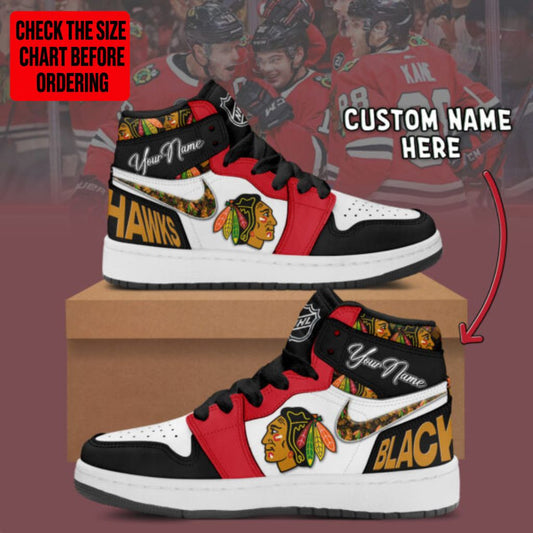 LIMITED EDITION - NEW CUSTOMIZED NHL08 CBH CHICAGO BLACKHAWKS AIR JORDAN SNEAKERS