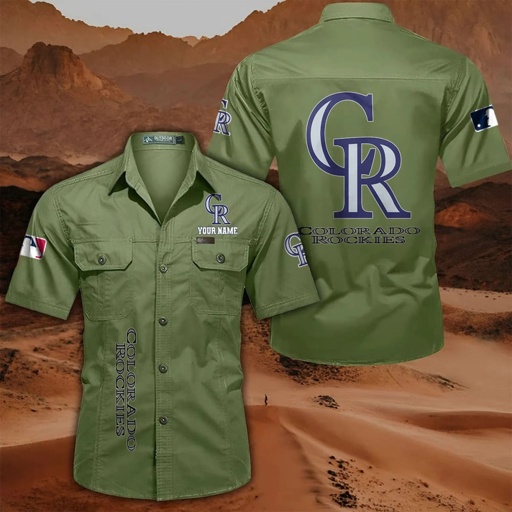 LIMITED EDITION - NEW CUSTOMIZED MLB30 COR COLORADO ROCKIES MEN'S CARGO SHIRT