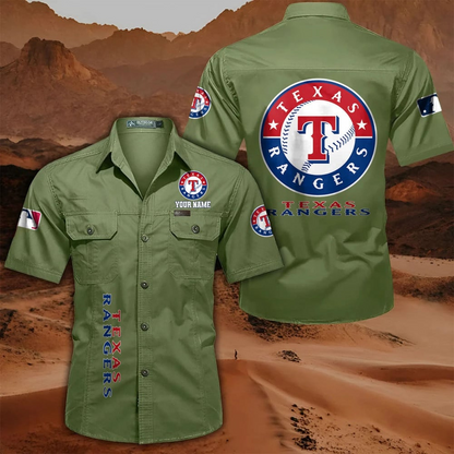 LIMITED EDITION - NEW CUSTOMIZED MLB08 TRS TEXAS RANGERS MEN'S CARGO SHIRT