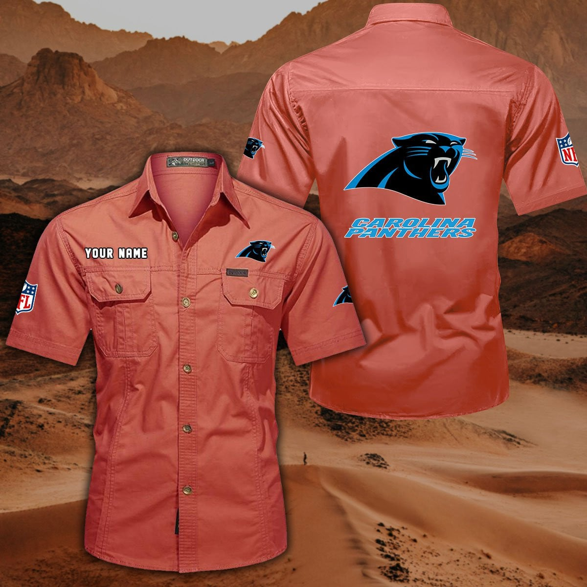 SPECIAL EDITION - NEW CUSTOMIZED NFL23 CLP CAROLINA PANTHERS MUTICOLOR MEN'S CARGO SHIRT