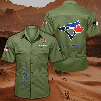 LIMITED EDITION - NEW CUSTOMIZED MLB12 TBJ TORONTO BLUE JAYS MEN'S CARGO SHIRT