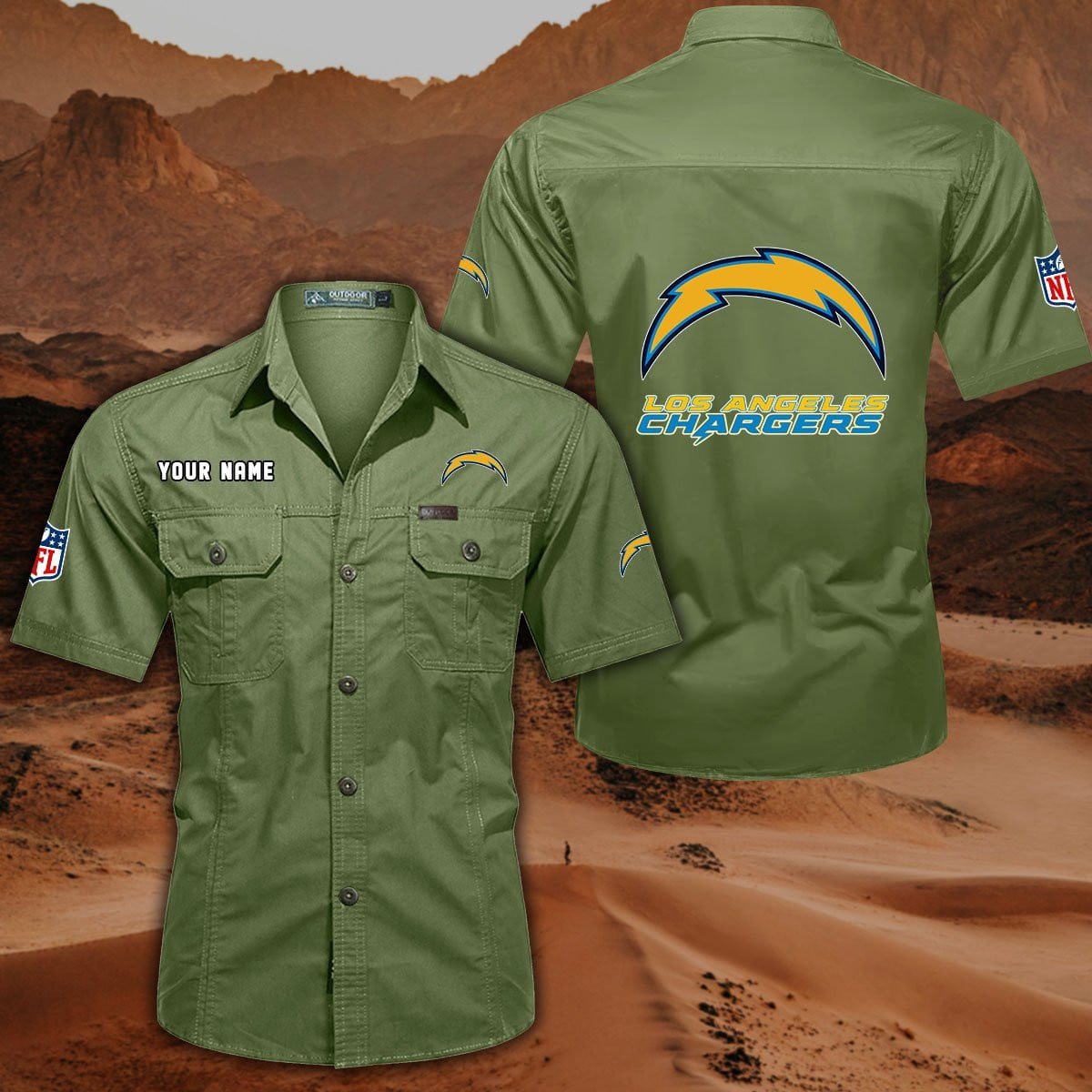 SPECIAL EDITION - NEW CUSTOMIZED NFL09 LAC LOS ANGELES CHARGERS MUTICOLOR MEN'S CARGO SHIRT