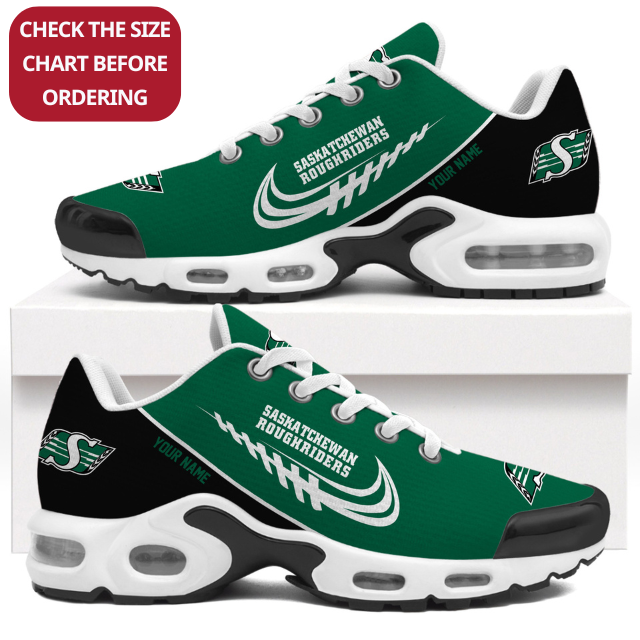 [FAN EXCLUSIVE] NEW CUSTOMIZED CFL08 SSK SASKATCHEWAN ROUGHRIDERS AIR MAX PLUS SNEAKERS