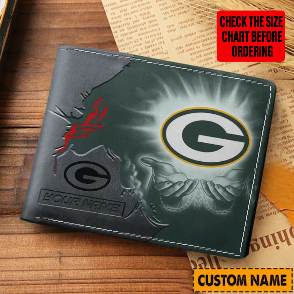 LIMITED EDITION - NEW CUSTOMIZED NFL08 GBP GREEN BAY PACKERS LEATHER WALLET