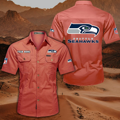 SPECIAL EDITION - NEW CUSTOMIZED NFL06 SSH SEATTLE SEAHAWKS MUTICOLOR MEN'S CARGO SHIRT