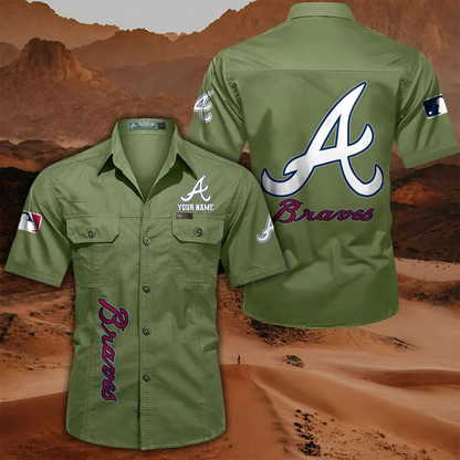 LIMITED EDITION - NEW CUSTOMIZED MLB09 ABS ATLANTA BRAVES MEN'S CARGO SHIRT