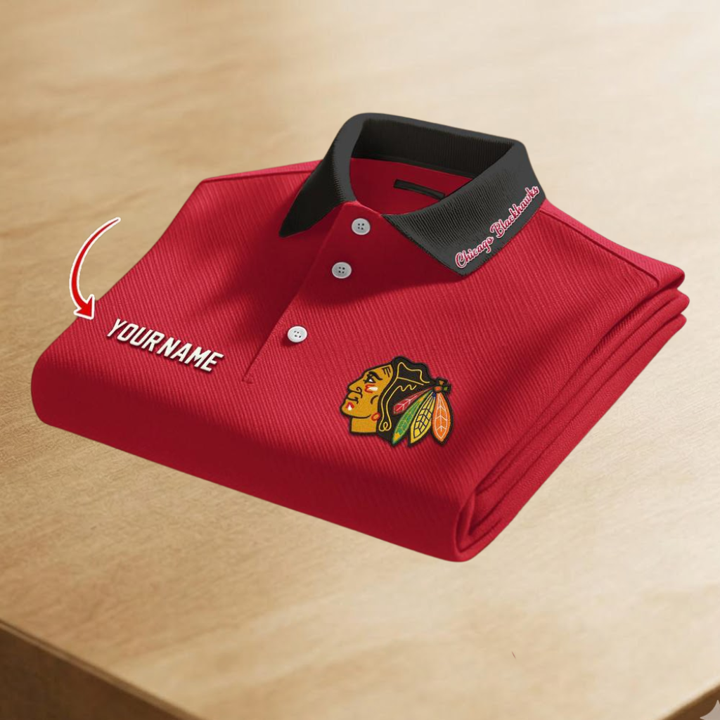 LIMITED EDITION - NEW CUSTOMIZED NHL08 CBH CHICAGO BLACKHAWKS POLO SHIRT