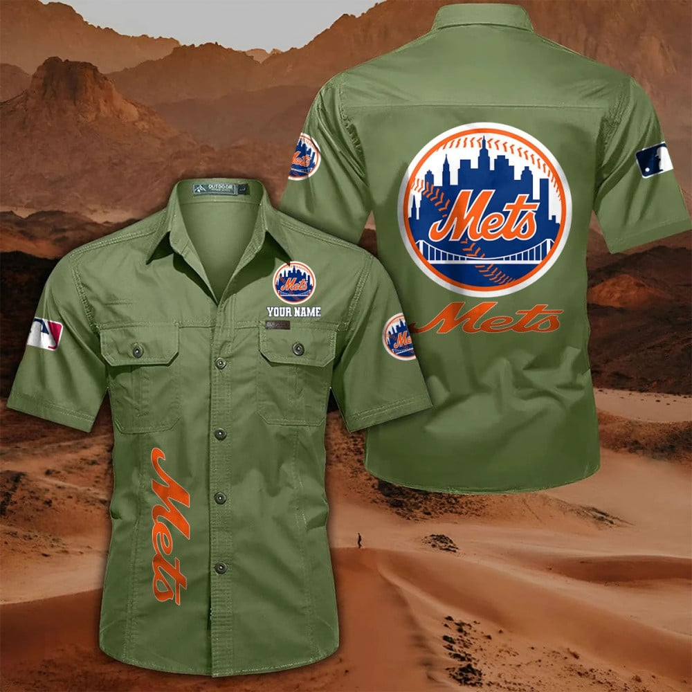 LIMITED EDITION - NEW CUSTOMIZED MLB17 NYM NEW YORK METS MEN'S CARGO SHIRT