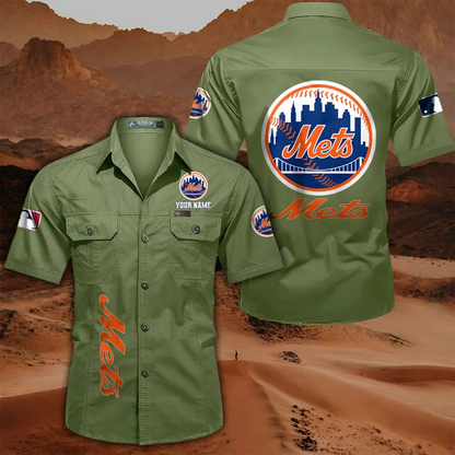 LIMITED EDITION - NEW CUSTOMIZED MLB17 NYM NEW YORK METS MEN'S CARGO SHIRT