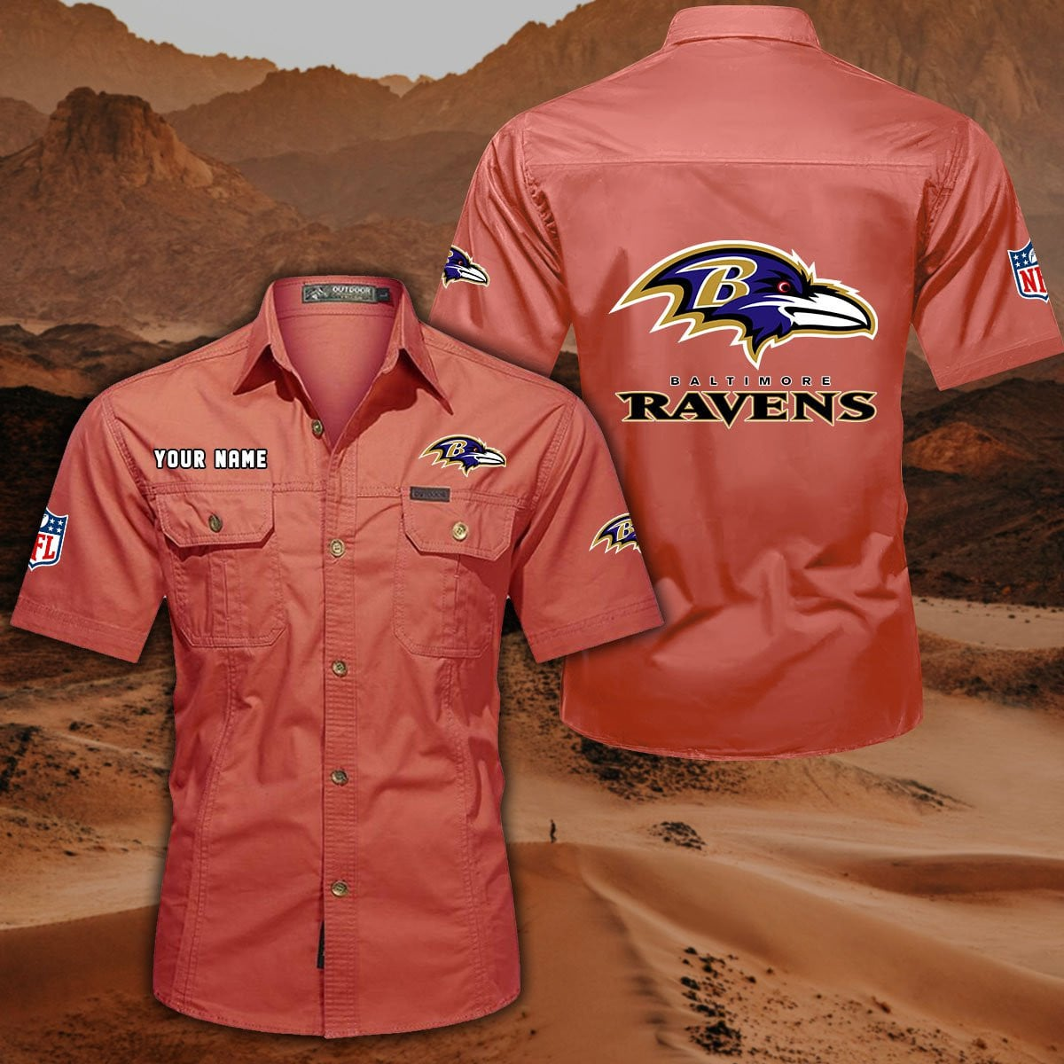 SPECIAL EDITION - NEW CUSTOMIZED NFL28 BTR BALTIMORE RAVENS MUTICOLOR MEN'S CARGO SHIRT