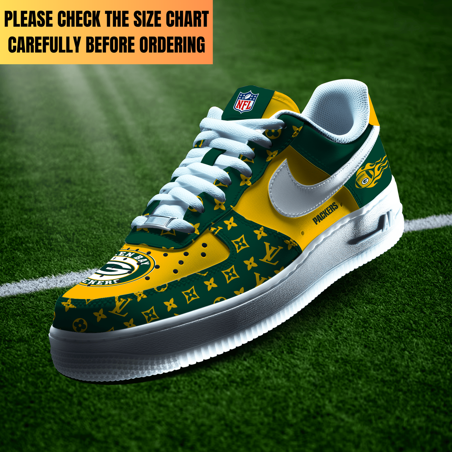 LIMITED EDITION - NEW CUSTOMIZED NFL08 GBP GREEN BAY PACKERS AF1 SHOES