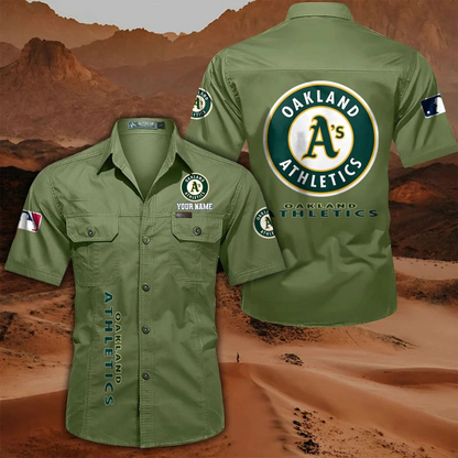 LIMITED EDITION - NEW CUSTOMIZED MLB23 OAS OAKLAND ATHLETICS MEN'S CARGO SHIRT