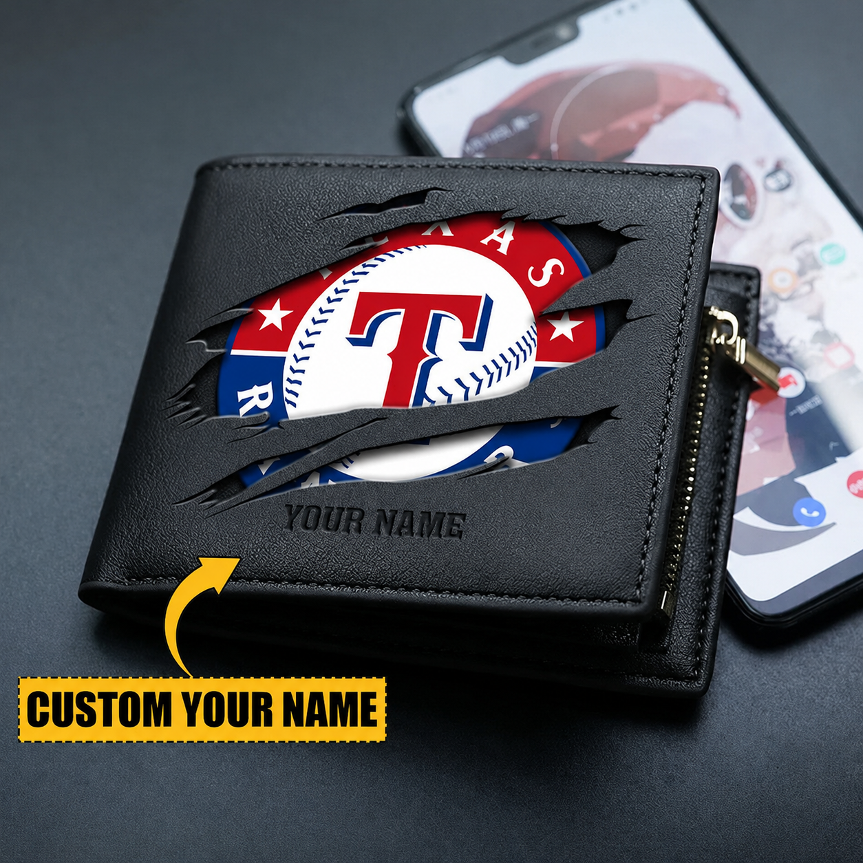 LIMITED EDITION - NEW CUSTOMIZED MLB08 TRS TEXAS RANGERS LEATHER WALLET