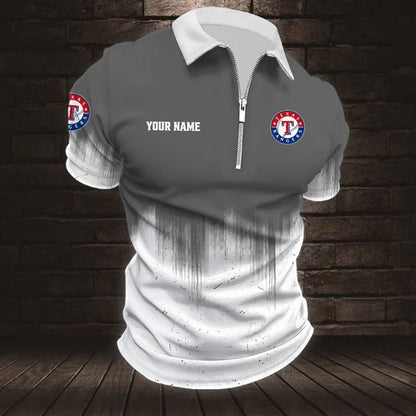 [FLASH SALE] NEW CUSTOMIZED MLB08 TRS TEXAS RANGERS ZIP POLO SHIRT