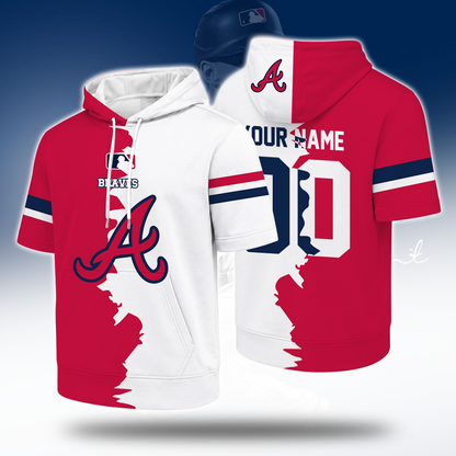 LIMITED EDITION - NEW CUSTOMIZED MLB09 ABS ATLANTA BRAVES SHORT SLEEVE HOODIE